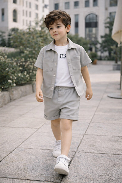 MİNİK DÜŞLER Set cămașă și pantaloni scurți pentru băieți