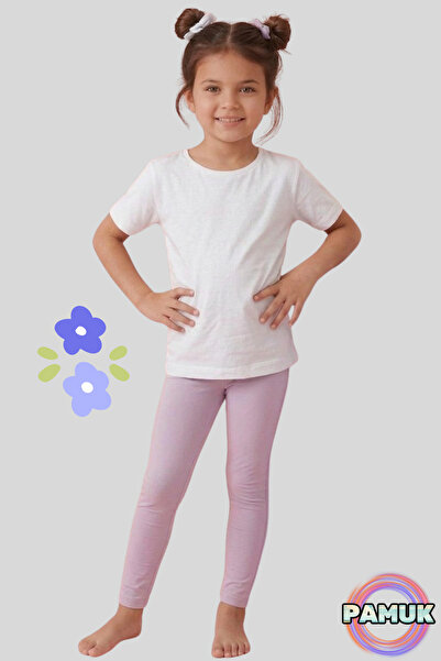 United Fabrics Lila Çocuk Tayt - Yumuşak Esnek Rahat Pamuklu Terletmez Kız Ço...
