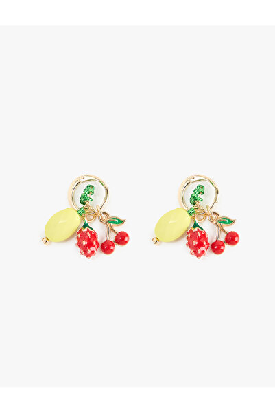 Koton Multi-Colored Fruit Charm Hoop Earrings with Dangle