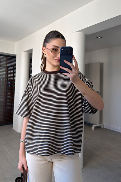 MAGARDE Premium Ριγέ Μπλουζάκι με Λαιμόκοψη Ποδηλάτου - ΚΑΦΕ