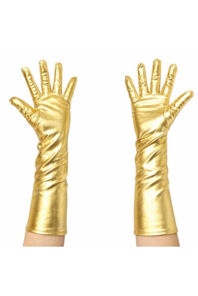kumkumticaret Gold Color under Elbow Luxury Satin Gloves 40 cm