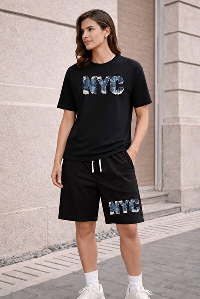 orwen life est. 2022 Unisex NYC Σετ μπλουζάκι και σορτς με στάμπα – Άνετο καθ...