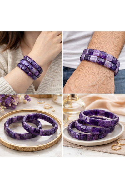 best bioenerji taş terapi Ametist Natural Stone Bracelet – Unisex Elegance an...