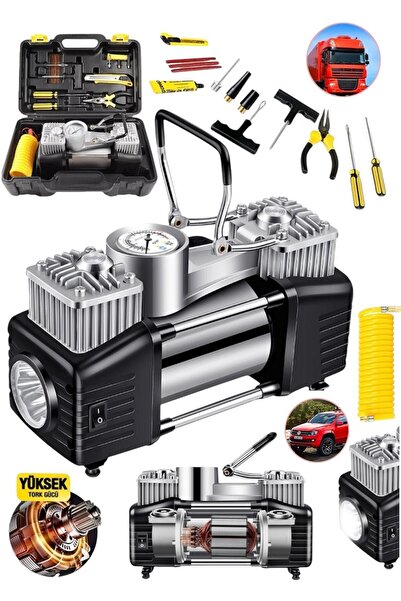 handanca Pro Seri Çelik Gövde Çift Pistonlu 12 V 150 Psi Dakikada 85 Lt Araç ...