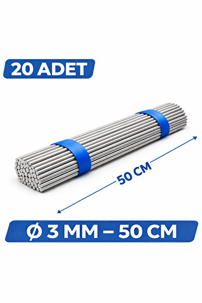 Home 20 Adet 3 mm Çap Dolu Demir Mil 50 cm Çelik Çubuk Seti Metal Çubuk Paket
