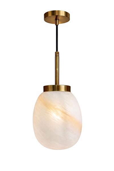 ecodesignline Melora Cam Sarkıt Avize | Modern Krem Mermer Desenli Cam |Tekli...