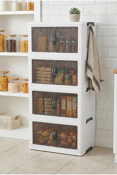 HSDemirci Λευκό Φορητό Ντουλάπι Τεσσάρων Επιπέδων & Οργανωτής Κουζίνας και Απ...