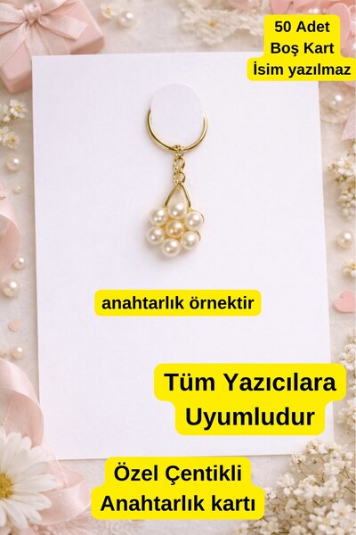 Emtory Gift 50 Adet Boş Çentikli Baskı Kartı - Anahtarlık Takı Kartı - Her Ya...