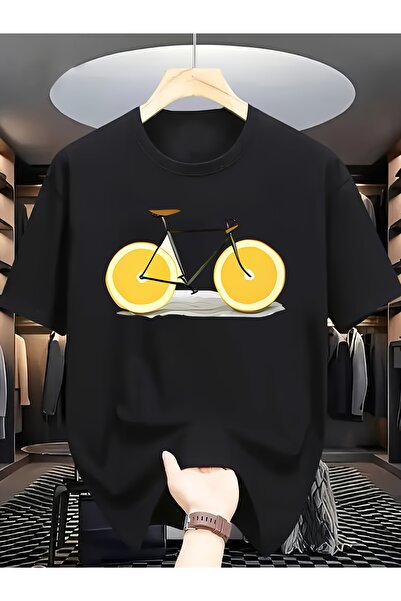 yiou trendy clothing تي شيرت رجالي بطبعة دراجة نارية برتقالية زاهية - خفيف ال...