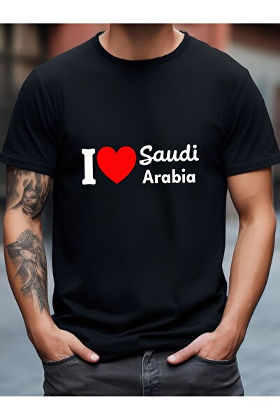 yiou trendy clothing تي شيرت رجالي أسود من القطن مع طباعة على شكل قلب بعبارة ...