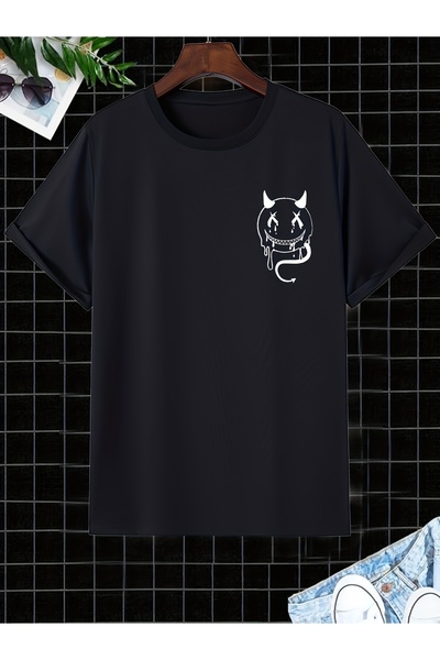yiou trendy clothing تي شيرت رجالي كاجوال برقبة دائرية وأكمام قصيرة مع طباعة ...