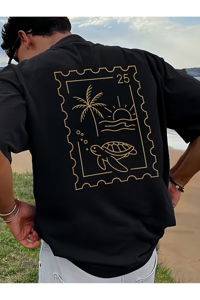 yiou trendy clothing تي شيرت رجالي بأكمام قصيرة، 100% قطن، تصميم فضفاض، مطبوع...