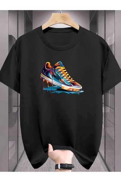 yiou trendy clothing تي شيرت رجالي بنمط حذاء رياضي - تي شيرت بأسلوب الشارع ال...