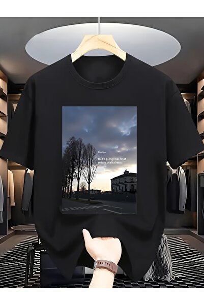 yiou trendy clothing تي شيرت رجالي صيفي عصري مطبوع بأكمام قصيرة، ياقة دائرية ...