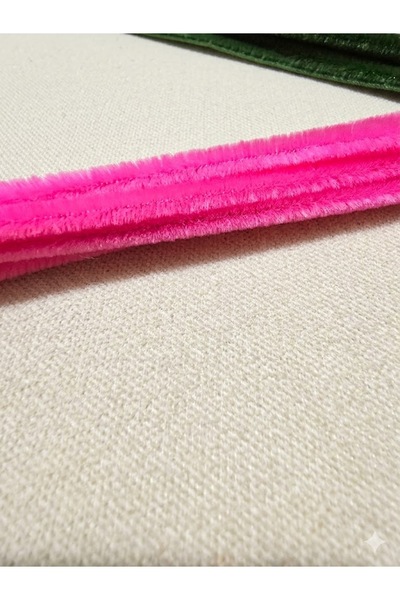 Jasminya 100 Adet Çiçek Şönil Seti Eğitici Tüylü Tel elişi malzemesi Fuşya-Şeker Pembe-Pastel Pembe-Yeşil