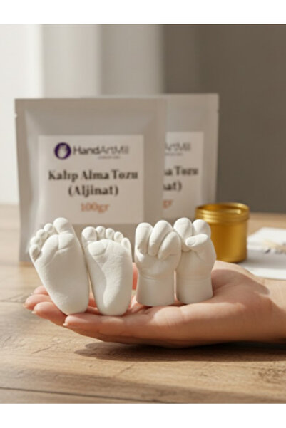 Handartmill Bebek El Ve Ayak İzi Anı Kiti - 2'li Kalıp Alma Tozu (Aljinat) + ...