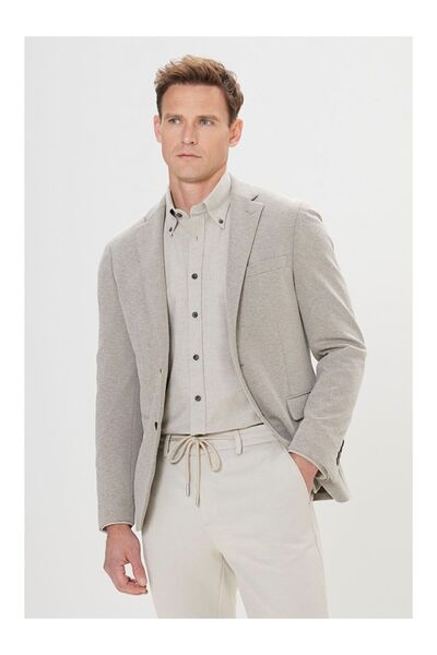 LC Waikiki Men's Khaki 360 All-Way Stretch Slim Fit Slim Fit Mono Collar Jacket