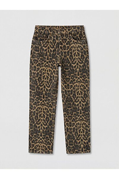 LC Waikiki Γυναικείο τζιν παντελόνι με λεοπάρ σχέδιο, ίσια γραμμή