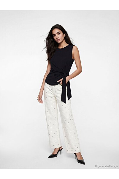 LC Waikiki Γυναικείο τζιν παντελόνι σε ίσια γραμμή με πουά σχέδιο