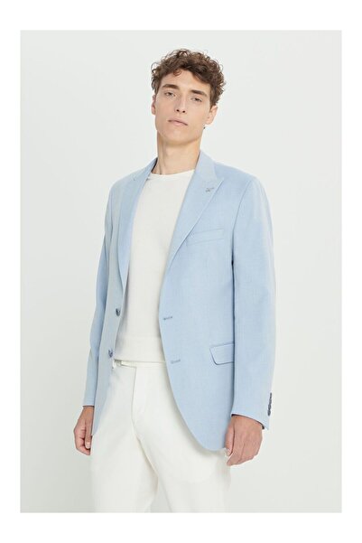 LC Waikiki Men's Light Blue Slim Fit Slim Fit Swallow Collar Blazer Jacket