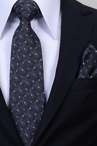 Esgue Χειροποίητη Γραβάτα 8 εκ. με Γεωμετρικό Μικροσχέδιο σε Καπνιστό Μπλε Χρ...