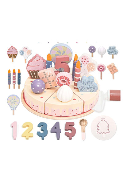Krista Ξύλινο παιχνίδι τούρτα γενεθλίων Μοντεσόρι, με 24 αξεσουάρ, από ξύλο, ...