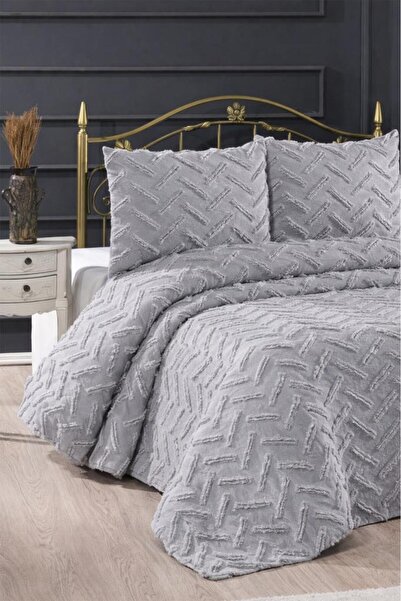 Çeyiz Diyarı Σετ διπλού κρεβατιού Zigra 3 τεμαχίων σε γκρι χρώμα