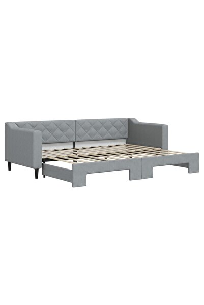 vidaxl Pat de zi cu extensie, gri deschis, 80x200 cm, textil