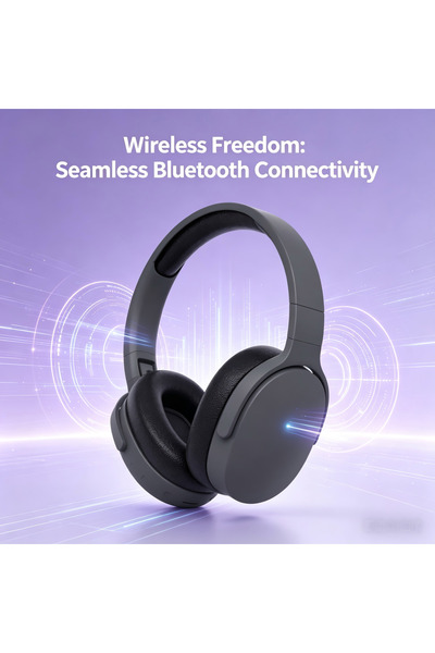 Generic سماعة رأس بلوتوث عالية الدقة مع ميكروفون |   سماعات رأس لاسلكية مريحة...