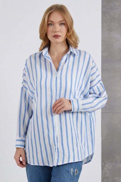 Fulla Moda Ριγέ πουκάμισο Oversize