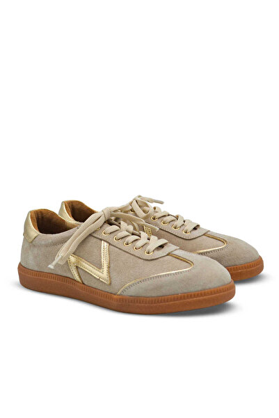 Venüs Deri Kadın Süet Sneakers Ayakkabı Taş-Altın 2609902Y