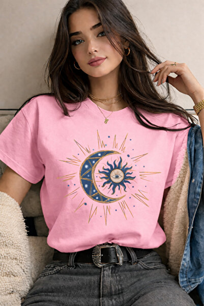 By Layina Blue Moon Printed Women's Plus Size Oversize T-Shirt / T-Shirt