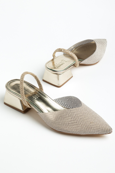 Dubais Shoes Γυναικεία γυαλιστερά διαφανή υφασμάτινα παπούτσια με χαμηλό τακο...