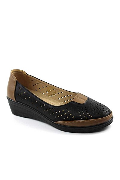 mm Women's comfortable shoes, perforated A095-BLACK/KHAKI