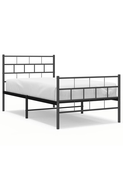 vidaxl Metal bed frame with headboard/footboard, black, 100x190 cm
