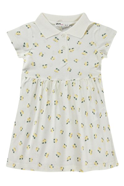 Civil Girls Φόρεμα με σχέδιο φύλλων και λουλουδιών για 6-9 ετών - Εκρού