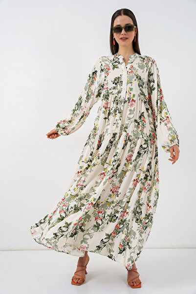 Bigdart Γυναικείο μακρύ φόρεμα χιτζάμπ με σχέδια 2585 - C. Çağla