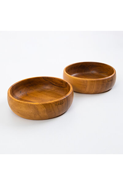 Hakiki Store Walnut Wood Bowl Set of 2 Handmade Natural Wood 15 cm