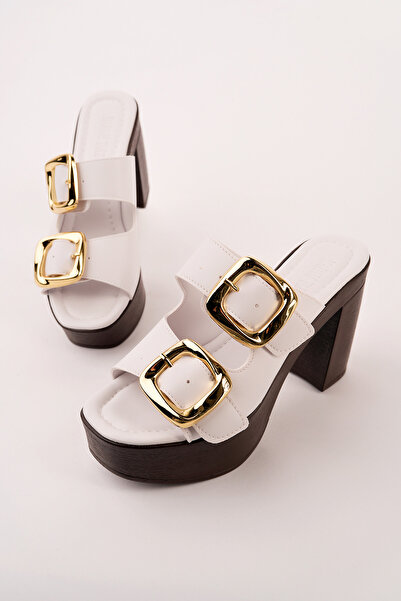 Madam Tarz TLY-766 Παντόφλες με χοντρό τακούνι και διπλή ζώνη