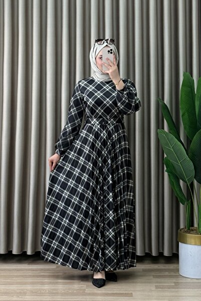 ALYA فستان DILRUBA ELBİSE من القماش المحبوك بطباعة رقمية، فستان نسائي أسود من...