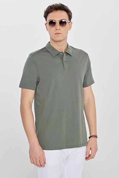 AC&Co / Altınyıldız Classics Ανδρικό μπλουζάκι χακί 100% βαμβακερό, κανονική ...