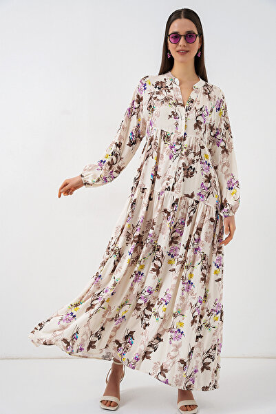 Bigdart Γυναικείο μακρύ φόρεμα χιτζάμπ με σχέδια 2585 - Ι. Καφέ