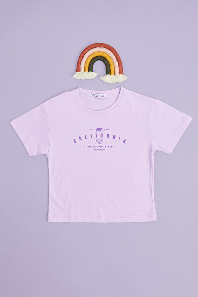 Fulla Moda Καλιφόρνια Τυπωμένο Κοριτσίστικο Μπλουζάκι Crop