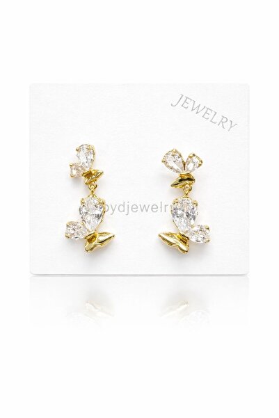 Vipfoni Crystal Stone Gold Color Butterfly Steel Earrings