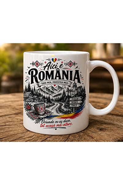 OEM Cana ceramica personalizata - Aici e ROMANIA - Tara mea, povestea mea - C...