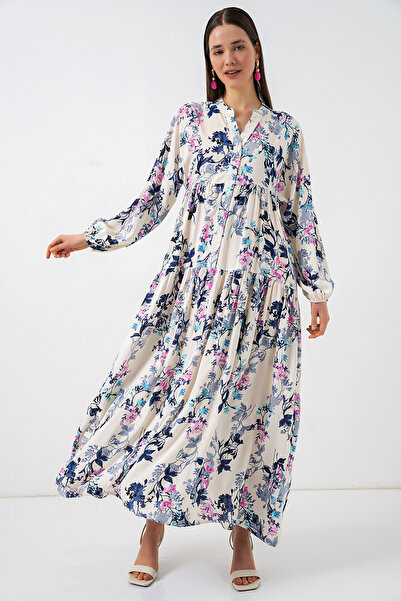 Bigdart Γυναικείο μακρύ φόρεμα χιτζάμπ με σχέδια 2585 - Z. Σκούρο Μπλε