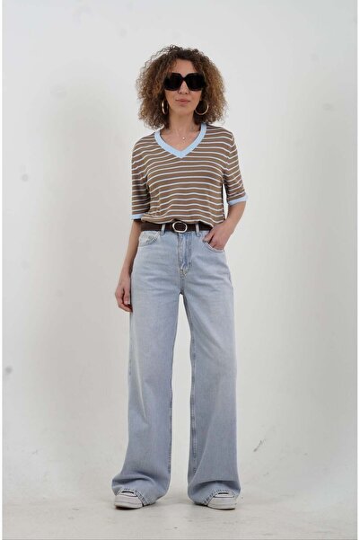 Zelish My Sister Pantaloni din denim cu talie înaltă și croială largă, albaștri