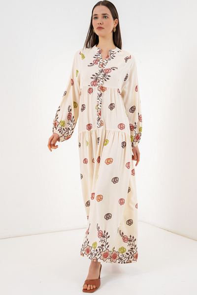 Bigdart Γυναικείο μακρύ φόρεμα χιτζάμπ με σχέδια 2585 - Πλακάκι