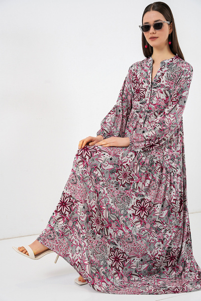 Bigdart Γυναικείο μακρύ φόρεμα χιτζάμπ με σχέδια 2585 - Γκρι