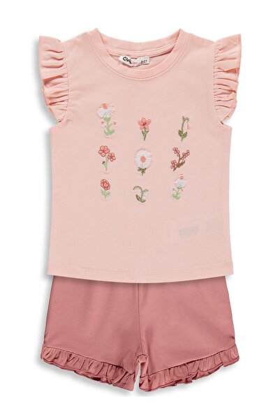 Civil Girls Σετ με κεντημένα λουλούδια για παιδιά 2-5 ετών - Σολομόχρωμο-Ανοι...